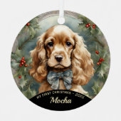 Cocker Spaniel Puppy's Eerste Kerst Ornament (Voorkant)
