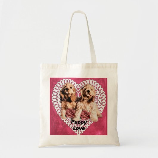 Cocker Spaniel Puppy's Valentijn Tote Bag (Voorkant)