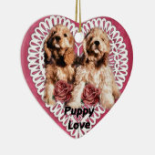 Cocker Spaniel Puppy's Valentijnsdag Keramisch Ornament (Rechts)