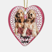Cocker Spaniel Puppy's Valentijnsdag Keramisch Ornament (Links)