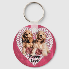 Cocker Spaniel Puppy's Valentijnsdag Sleutelhanger