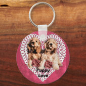 Cocker Spaniel Puppy's Valentijnsdag Sleutelhanger (Voorkant)