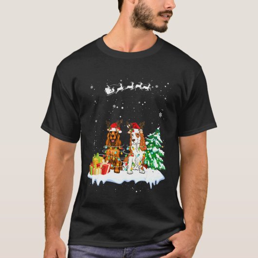Cocker Spaniel Reindeer Xmas Light Kerstmis Ornam T-shirt (Voorkant)
