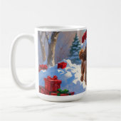 Cocker Spaniel Rent in de Sneeuw met Kerstmuts Koffiemok (Links)