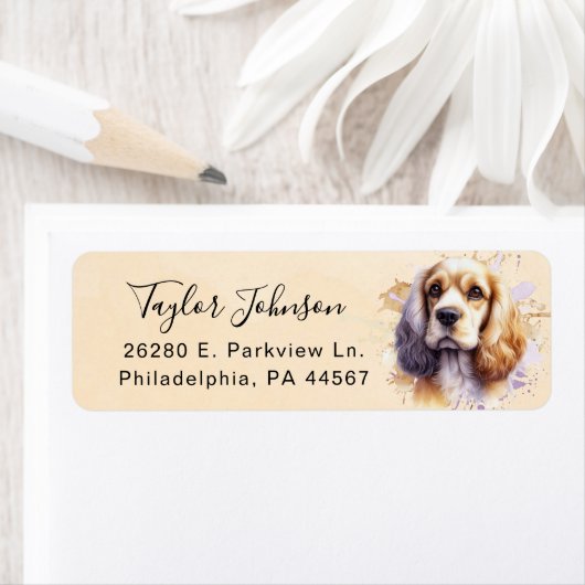 Cocker Spaniel retour adres label (Insitu)