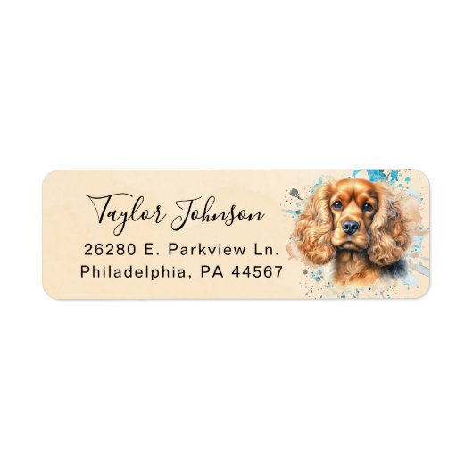 Cocker Spaniel retour adres label (Voorkant)