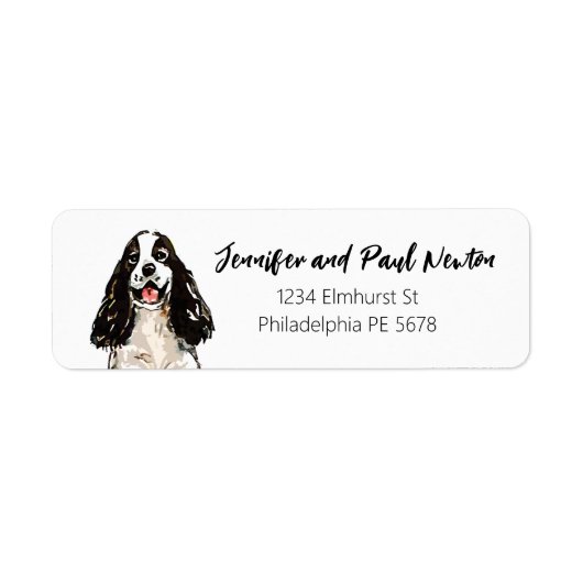 Cocker spaniel retouradreslabel etiket (Voorkant)
