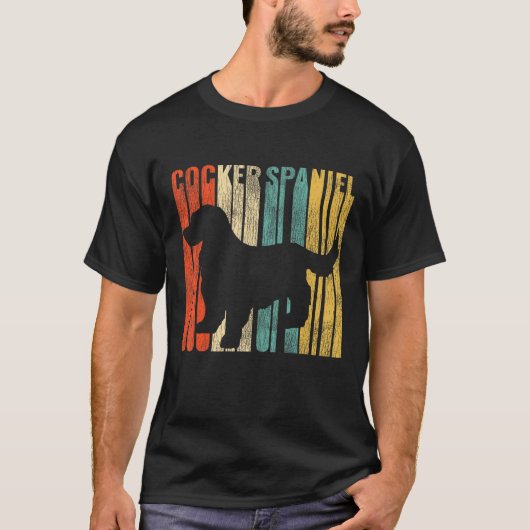 Cocker Spaniel Retro 1970s Dog Silhouette Cracked T-shirt (Voorkant)