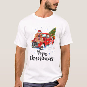 Cocker Spaniel Rides Red Truck Kerstmis Pajama T-shirt