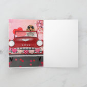 Cocker Spaniel Rijdt Auto met Hartjes Valentijnsda Kaart (Binnen)