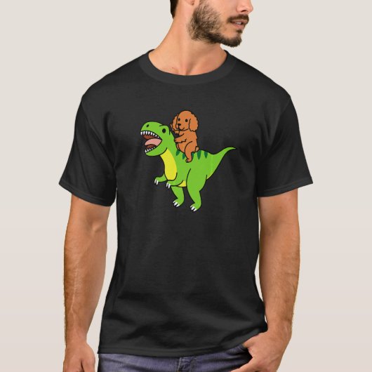 Cocker Spaniel rijdt op Rex Dinosaur Dog T-shirt (Voorkant)