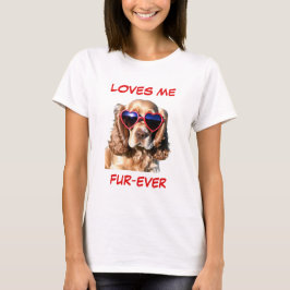 Cocker Spaniel Rode Hart-vormige Zonnebril T-shirt