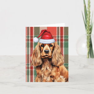 Cocker Spaniel rood en groen geplakt Kerstmis Feestdagen Kaart