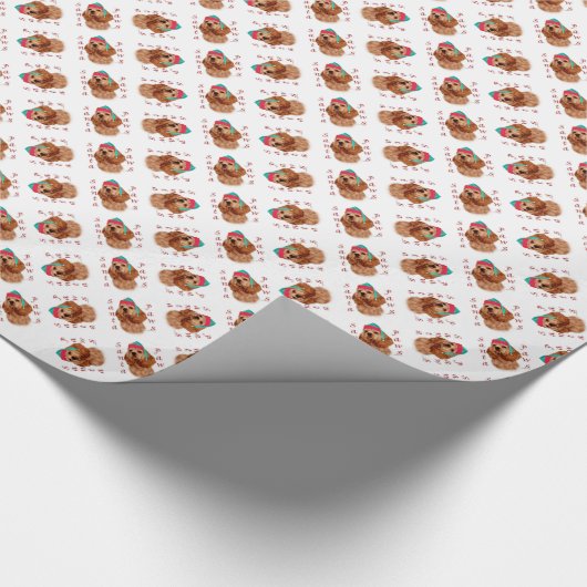 Cocker Spaniel (rood) Santa Paws Cadeaupapier (Hoek)