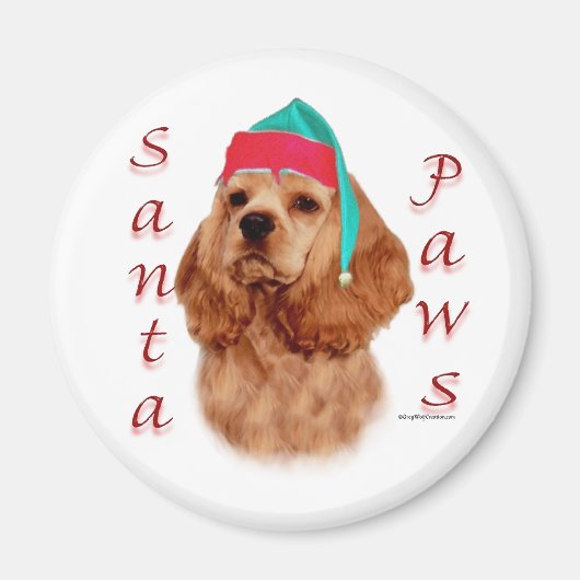 Cocker Spaniel (rood) Santa Paws Magneet (Voorkant)