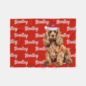 Cocker Spaniel Santa Dog Aangepaste naam Kerstmis Fleece Deken (Voorkant (Horizontaal))