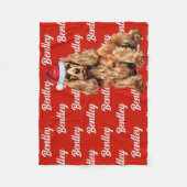 Cocker Spaniel Santa Dog Aangepaste naam Kerstmis Fleece Deken (Voorkant)