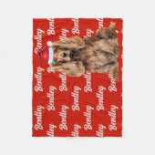 Cocker Spaniel Santa Dog Custom Name Christmas Fleece Deken (Voorkant)