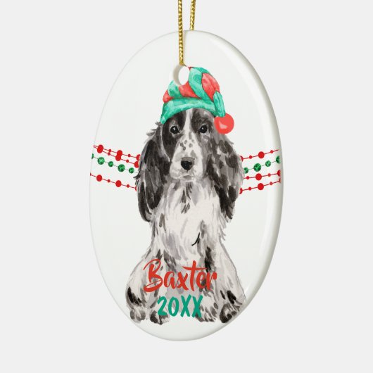 Cocker Spaniel Santa Hat Holiday String Beads Keramisch Ornament (Links)
