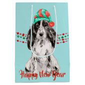 Cocker Spaniel Santa Hat Holiday String Beads Medium Cadeauzakje (Achterkant)