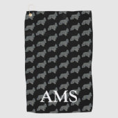 Cocker Spaniel Schattige Dog Silhouette Y&B Grid Z Golfhanddoek (Voorkant)