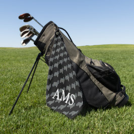 Cocker Spaniel Schattige Dog Silhouette Y&B Grid Z Golfhanddoek