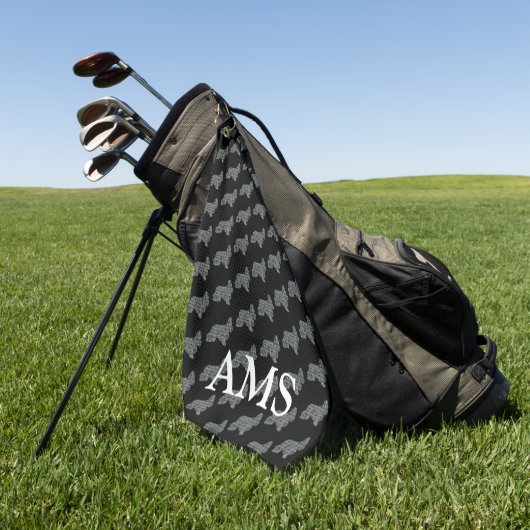 Cocker Spaniel Schattige Dog Silhouette Y&B Grid Z Golfhanddoek (Groen)