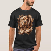 Cocker Spaniel scheurt door rippen T-shirt (Voorkant)