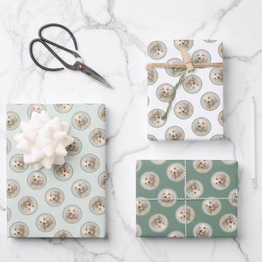 Cocker Spaniel Schilderen Buff Gold Originele Hond Inpakpapier Vel (Voorkant)