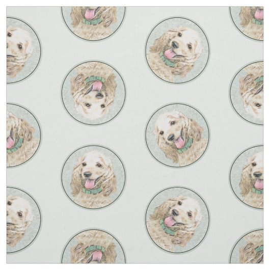 Cocker Spaniel Schilderen Buff Gold Originele Hond Stof (Swatch)