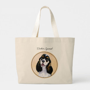 Cocker Spaniel Schilderen Parti Tan Originele Hond Grote Tote Bag