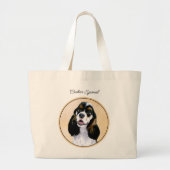 Cocker Spaniel Schilderen Parti Tan Originele Hond Grote Tote Bag (Voorkant)