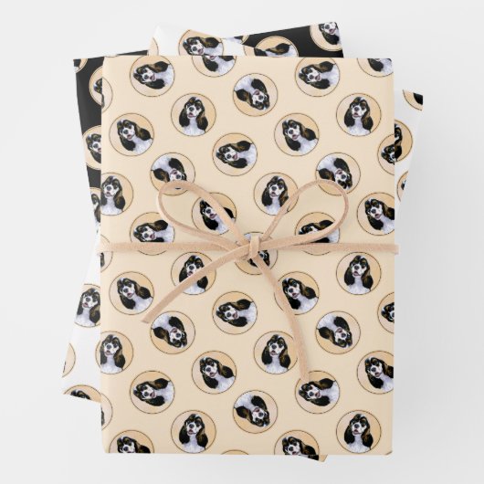 Cocker Spaniel Schilderen Parti Tan Originele Hond Inpakpapier Vel (In situ)