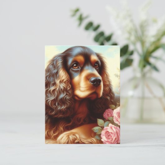 Cocker Spaniel Schilderij Briefkaart (Staand voorkant)