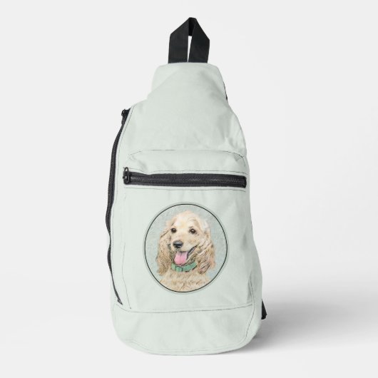 Cocker Spaniel Schilderij Buff Goud Originele Hond Sling Bag (Voorkant)