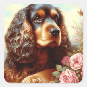  Cocker Spaniel Schilderij Vierkante Sticker