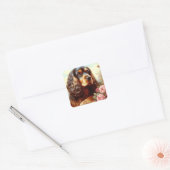 Cocker Spaniel Schilderij Vierkante Sticker (Envelop)