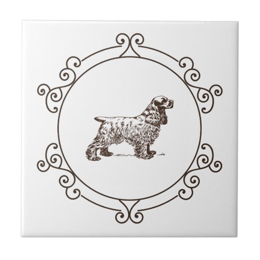 Cocker Spaniel Sierkeramiek Tegel Tegeltje (Voorkant)