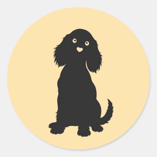 Cocker Spaniel Silhouet met Hartneus Ronde Sticker (Voorkant)