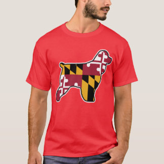 Cocker Spaniel Silhouet met Maryland State Flag T-shirt