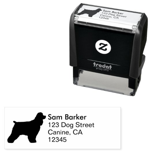 Cocker Spaniel Silhouet Retouradres Zelfinktende Stempel (In situ)