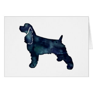 Cocker Spaniel Silhouette Black Waterverf Card