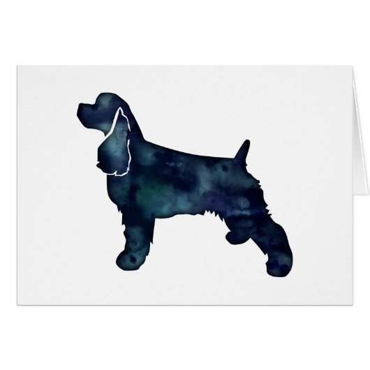Cocker Spaniel Silhouette Black Waterverf Card (Voorkant Horizontaal)