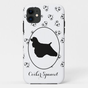 Cocker Spaniel Silhouette Hearts and Paw Prins Case-Mate iPhone Case