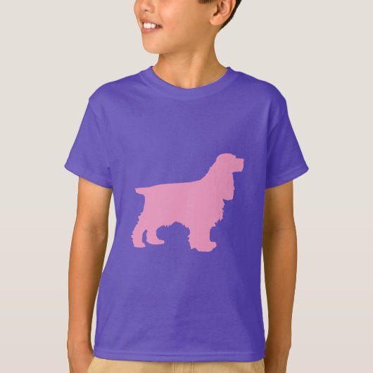 Cocker Spaniel Silhouette in Roze T-shirt (Voorkant)