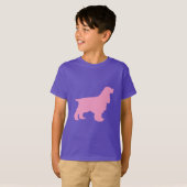 Cocker Spaniel Silhouette in Roze T-shirt (Voorkant volledig)