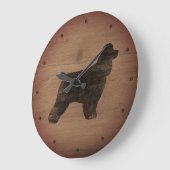 Cocker Spaniel Silhouette Rustieke Stijl Grote Klok (Hoek)