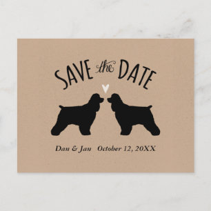 Cocker Spaniel Silhouetten Bruiloft Save the Date Aankondigingskaart