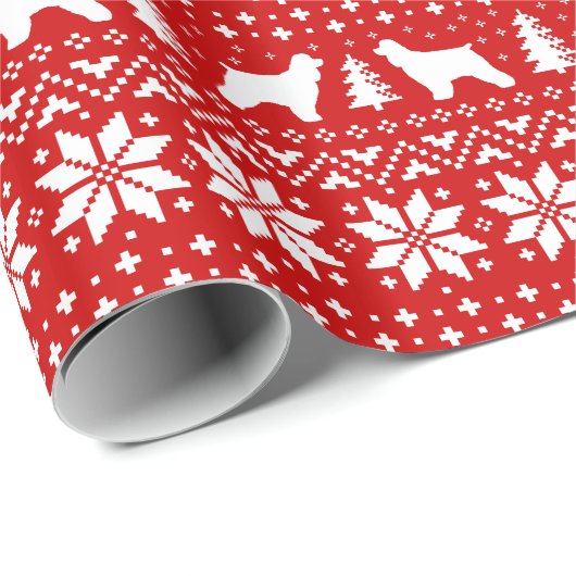 Cocker Spaniel Silhouetten Honden Kerstpatroon Cadeaupapier (Rol Hoek)
