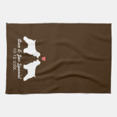 Cocker Spaniel Silhouetten met Hart en Tekst Theedoek (Horizontaal)